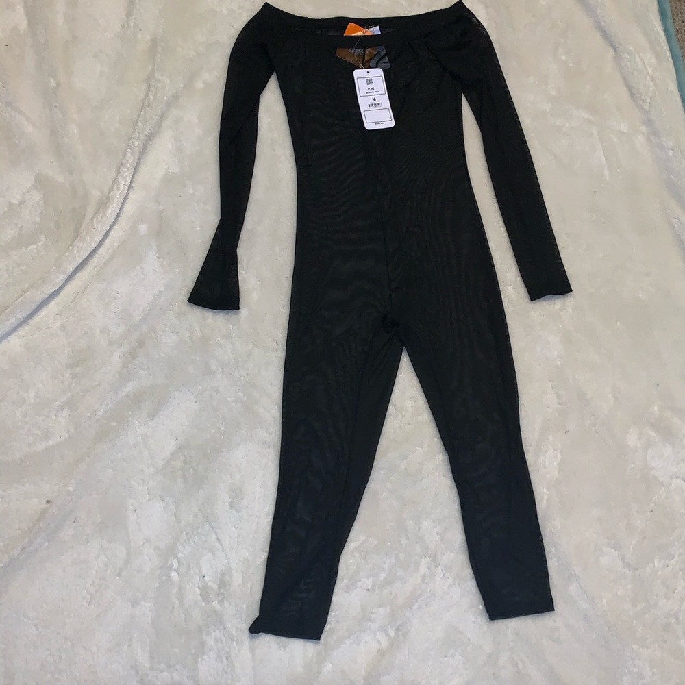 NWT dollskill mesh bodysuit off the shoulder short